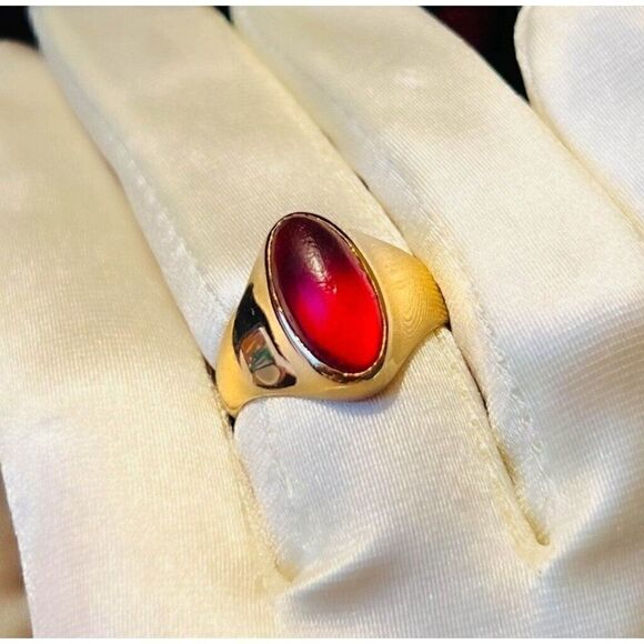 ANTIQUE GOLD- Georgian Era- Carnelian Ring- Size 8- 3cttw Cabochon -5.4g - Picture 2 of 16